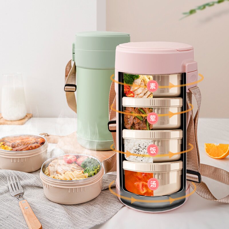 不锈钢多层保温饭盒超长保温桶家用上班族便携学生女便当盒一人用