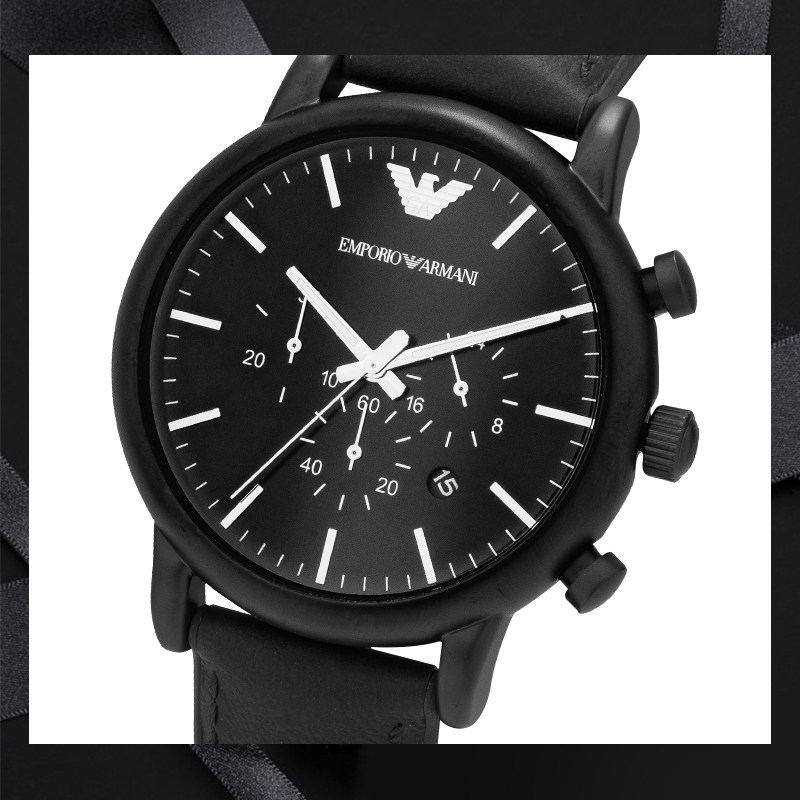 armani阿玛尼手表男士正品皮带黑色多功能时尚欧美石英男表ar1970