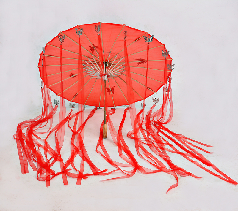 汉虞原创花城cos红伞古风飘带流苏手工汉服工艺伞