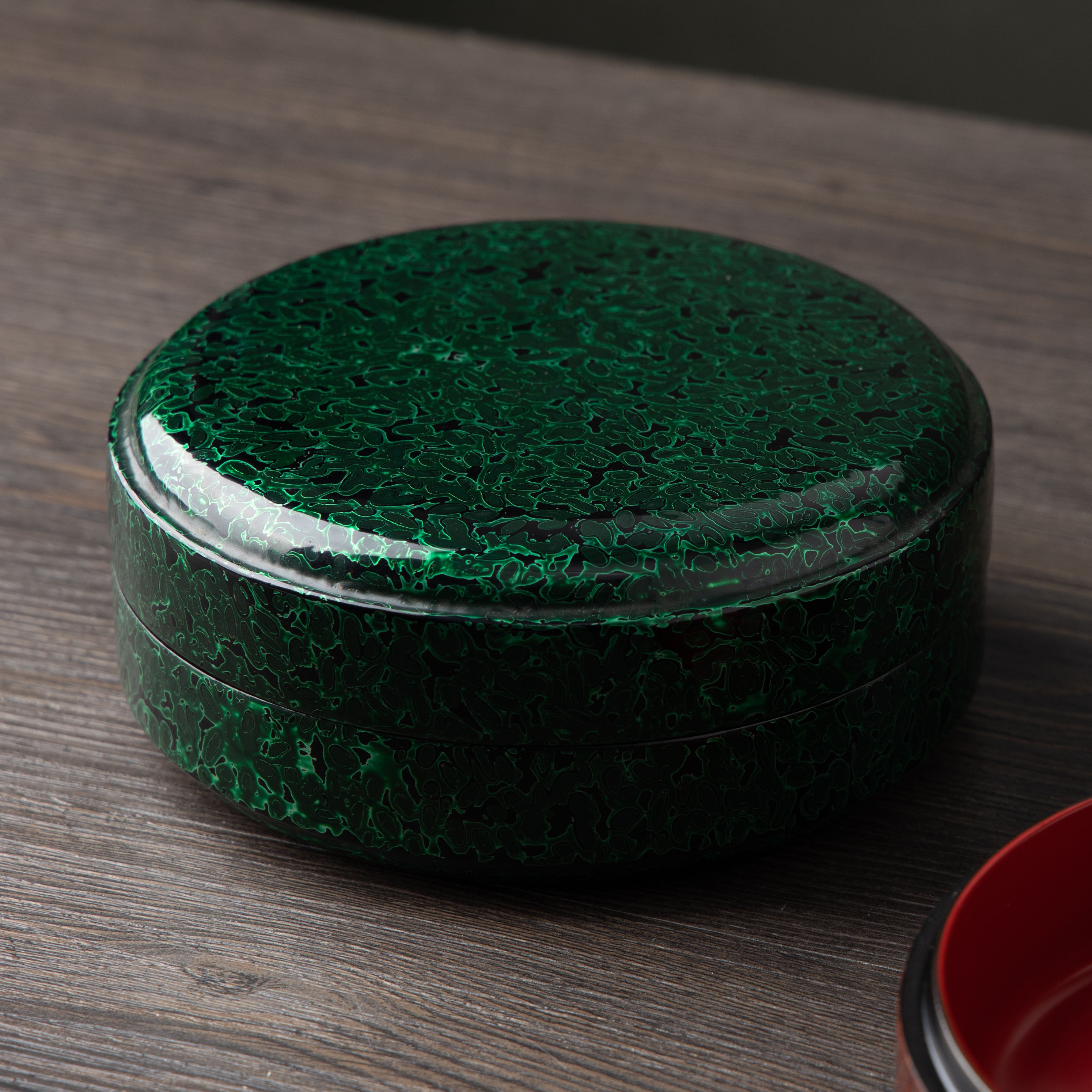 平安邱亨铭大漆收纳首饰盒福州手工漆器金虫圆鱼脑漆器