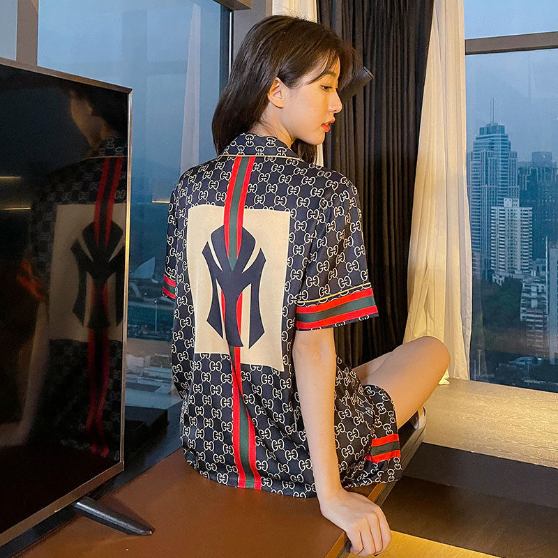 2022睡衣男女酷奇新款夏季冰丝薄款两件套lev睡衣