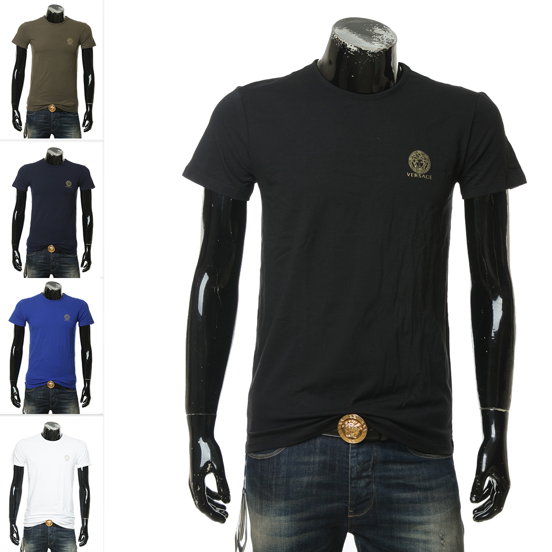 Versace/范思哲烫金美杜莎修身男士短袖T恤 AUU01005 AUU01004