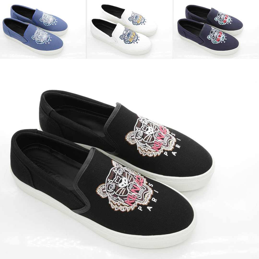 KENZO高田贤三 刺绣虎头 男士套脚低帮一脚蹬休闲鞋FB65SN100F71