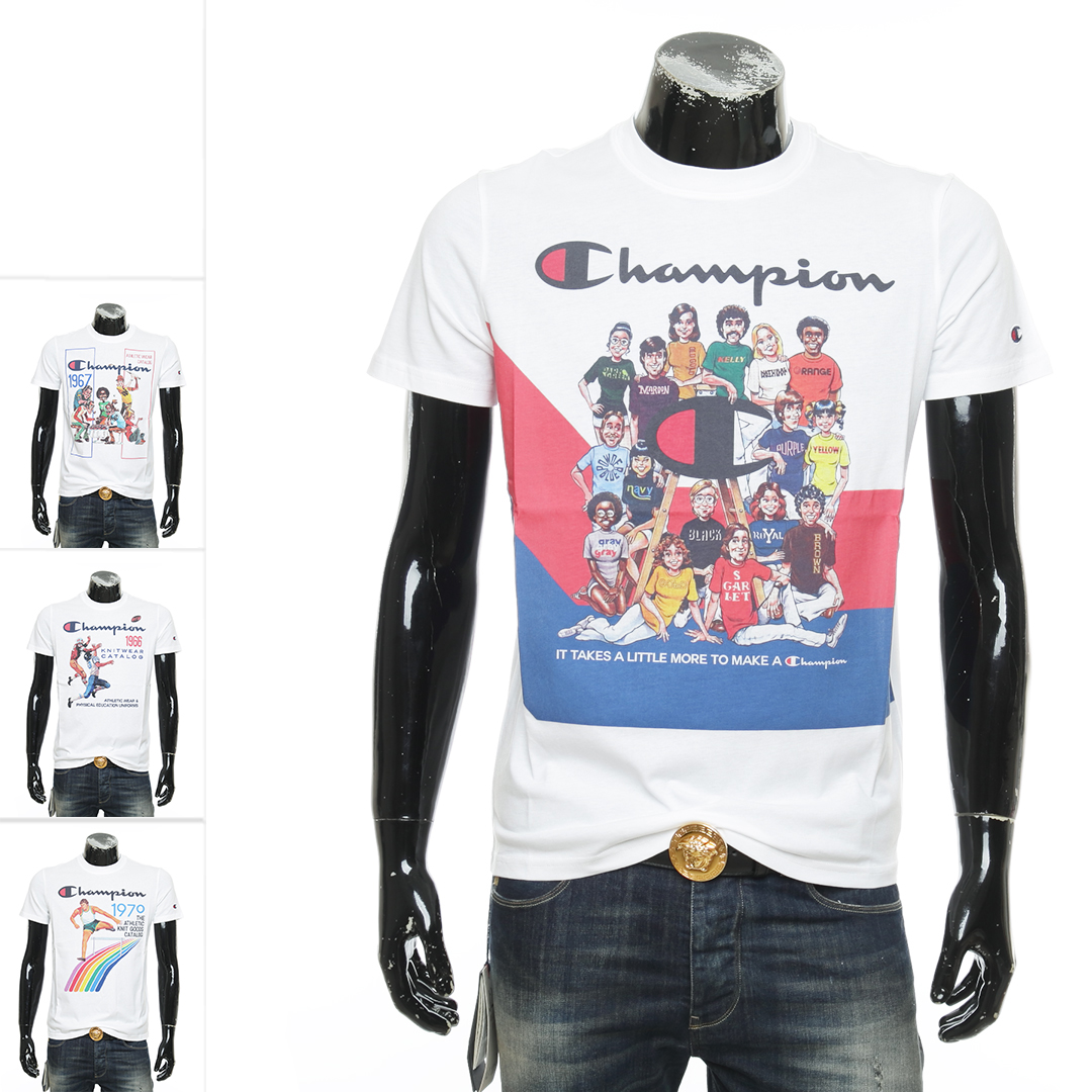 CHAMPION冠军 潮牌 欧版 男士 草写LOGO休闲圆领短袖T恤 214345