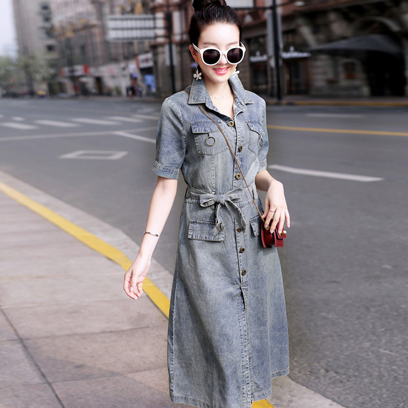 时尚牛仔连衣裙2022年新款夏季裙子仙女超仙森系长裙流行网红薄款