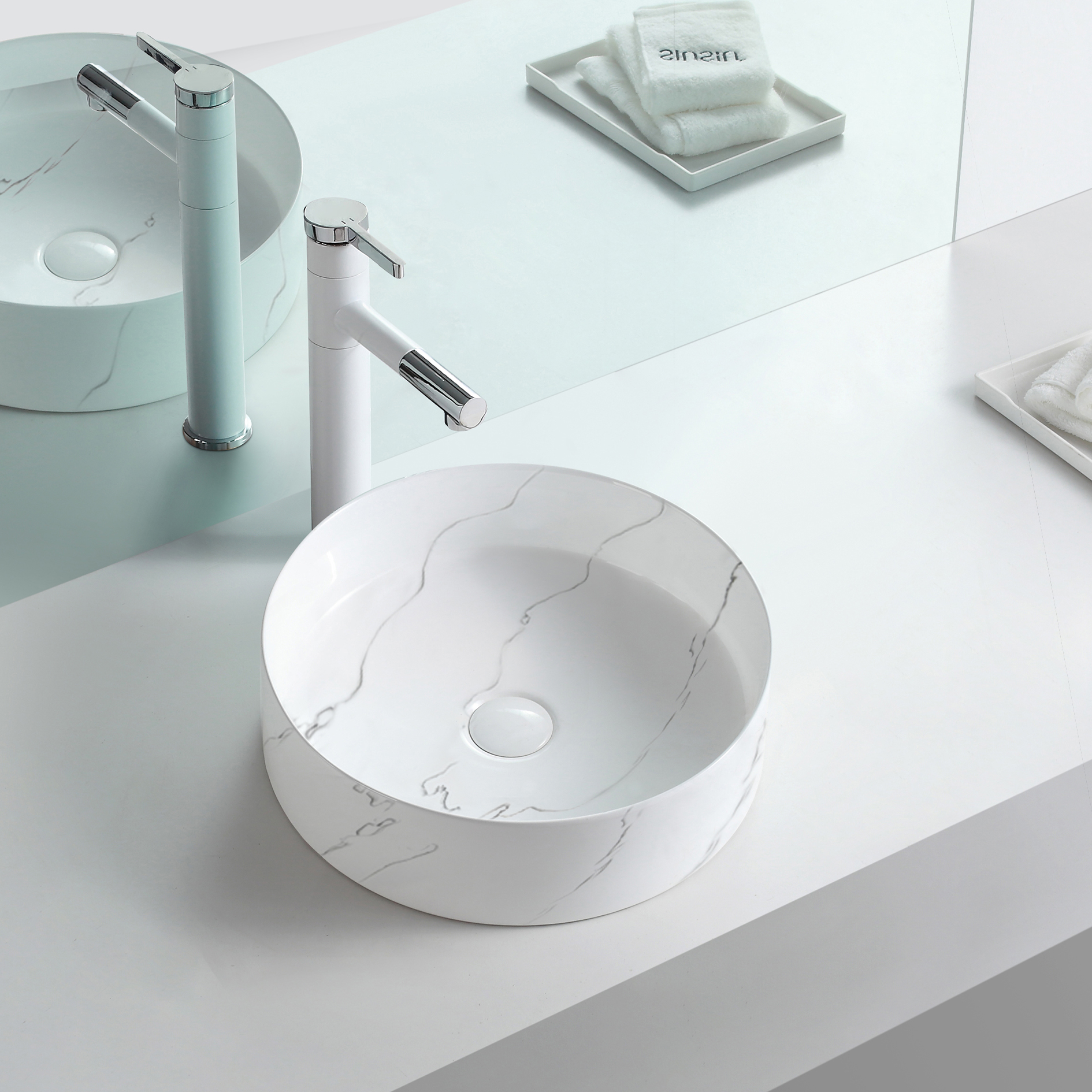 鱼肚肚白大理石陶瓷台上洗手盆台盆面盆小号洗脸盆台上盆