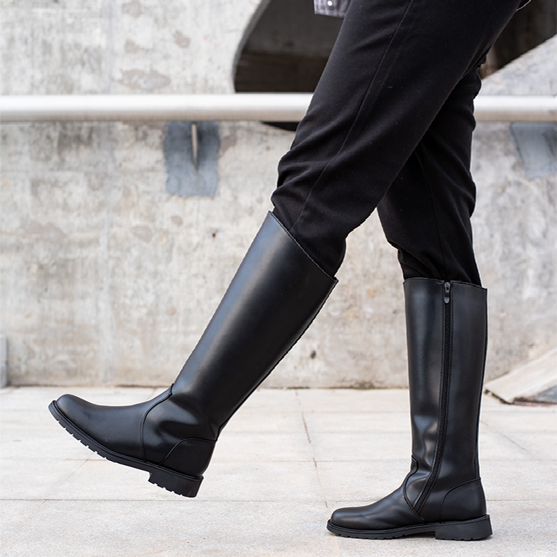 马靴仪仗队春秋长筒拉链阅兵真皮马术高筒靴男士时装靴