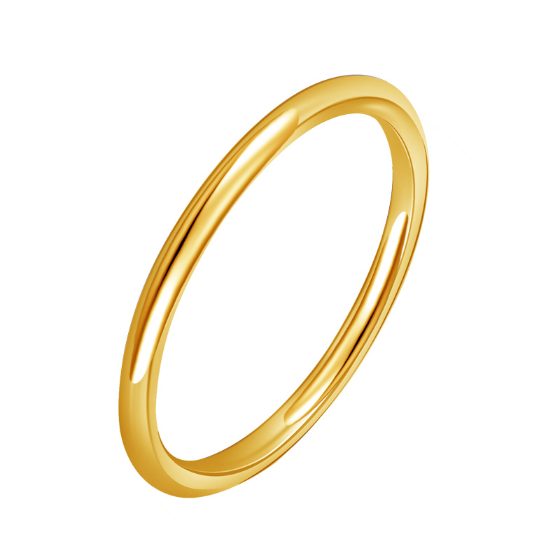 迪慕珠宝黄金戒指三生三世9999足金素圈尾3d硬金手饰