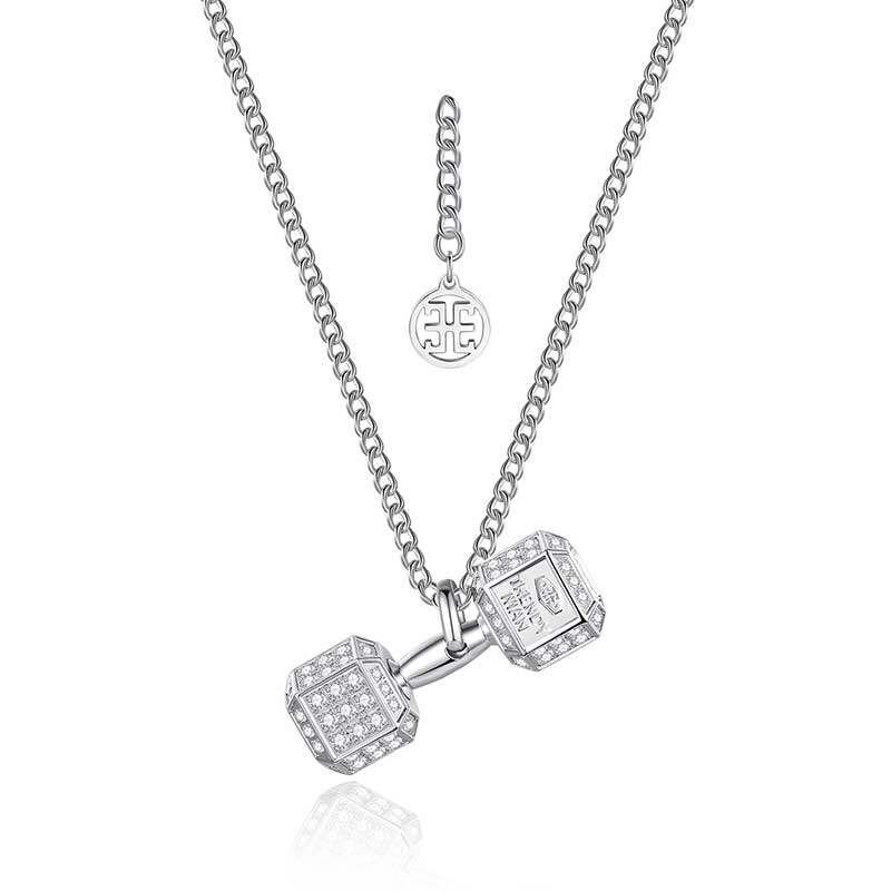 哑铃项链男女女士情侣款长杠铃运动健身吊坠项链