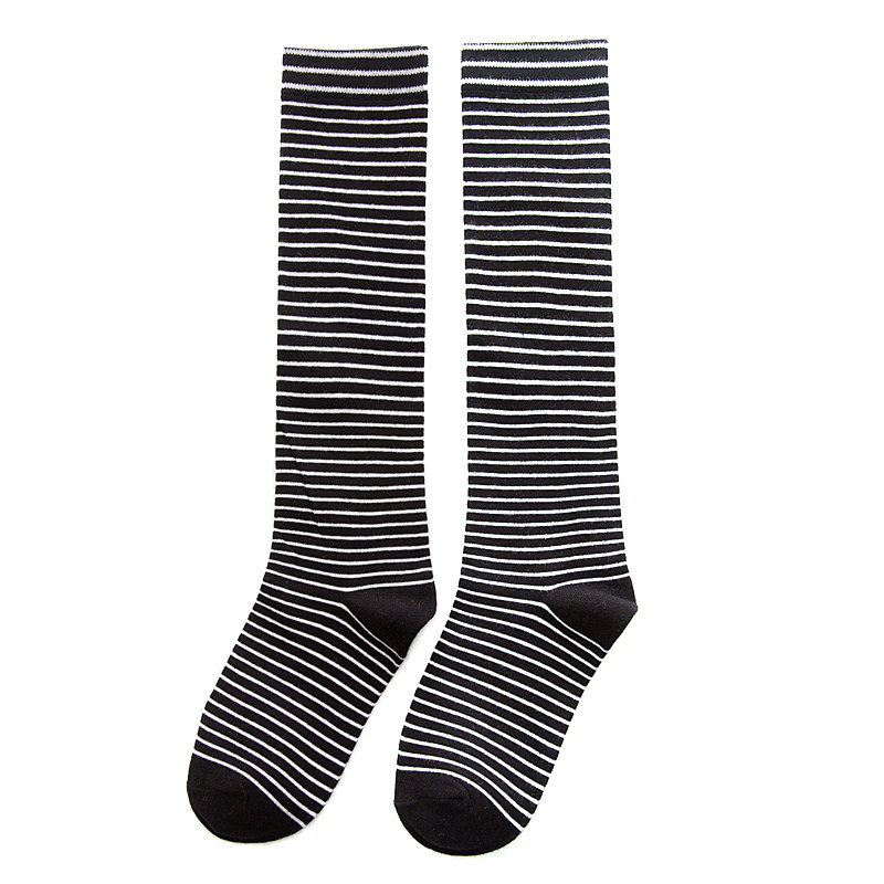高筒袜袜子棉袜高腰半截学院日系条纹小腿长筒长筒袜