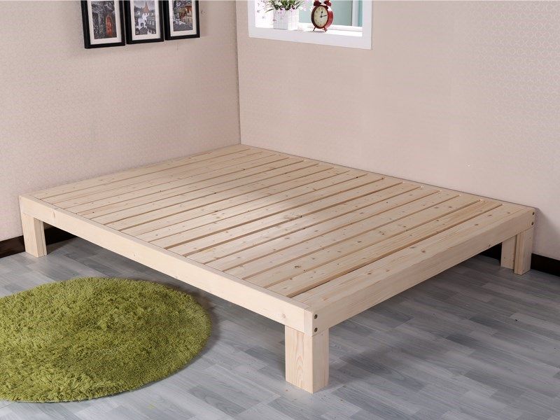 高腿床现代简约加高实木松木木床床架架子1米12米实木床