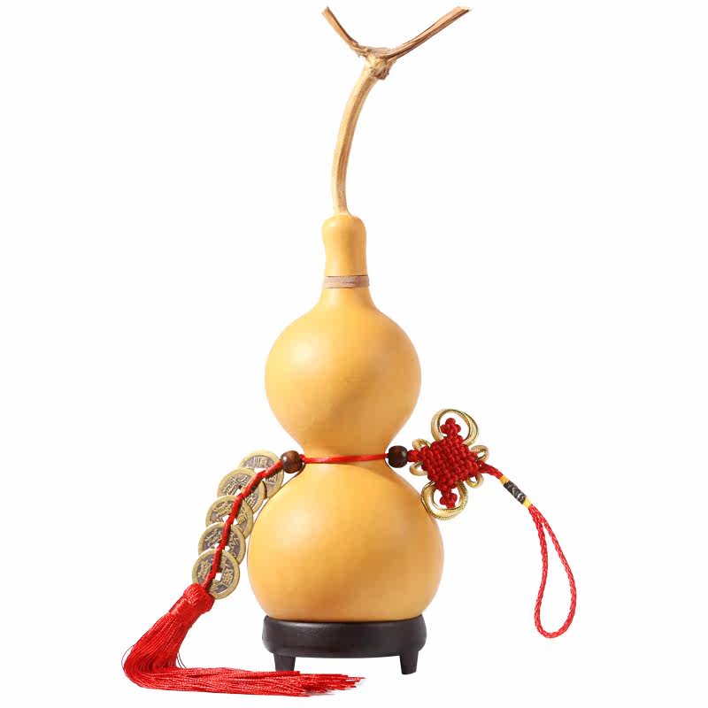 葫芦摆件门口客厅玄关工艺品天然五帝钱大号开口葫芦