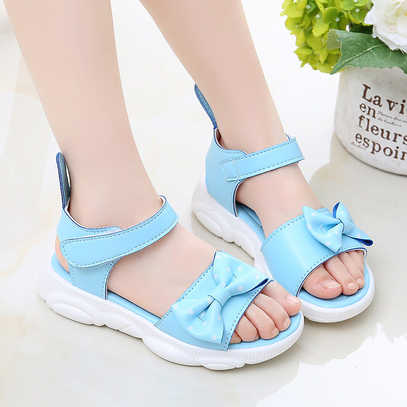 3至12岁11女孩子十夏季9小孩穿的8女童7中大童6公主5小熊凉鞋白色