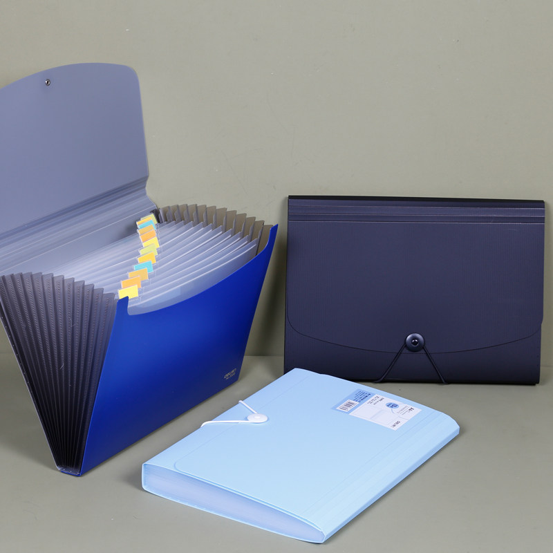 得力文件夹多层a4插页学生用资料册档案夹办公卷子多功能收纳盒试卷