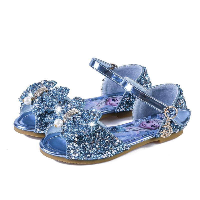 女童公主凉鞋2020夏季新款冰雪奇缘闪钻水晶鞋儿童凉鞋