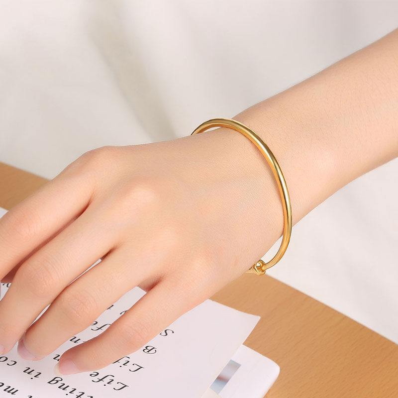 金包银包银手镯新款足金素圈光面推拉金镯子镯子手镯