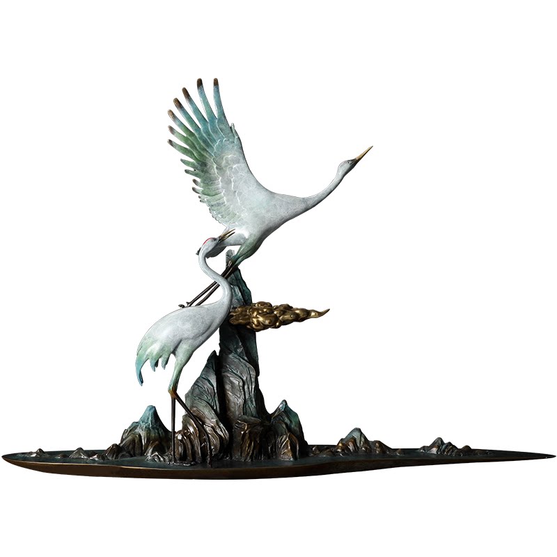 荣芙铜鹤摆件仙鹤延年益寿雕塑客厅玄关装饰办公室摆件