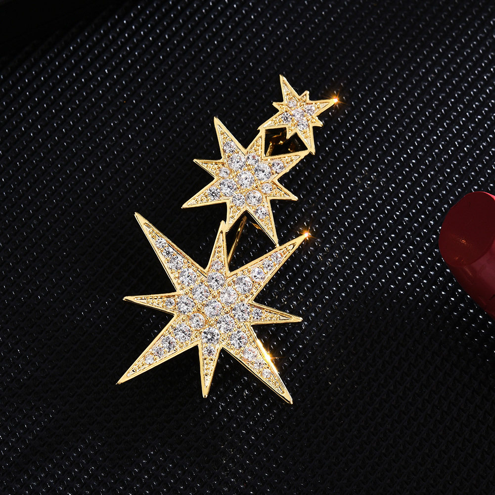 明星同款五角星西装胸针胸花女高档精致别针2022年新款春秋配饰品