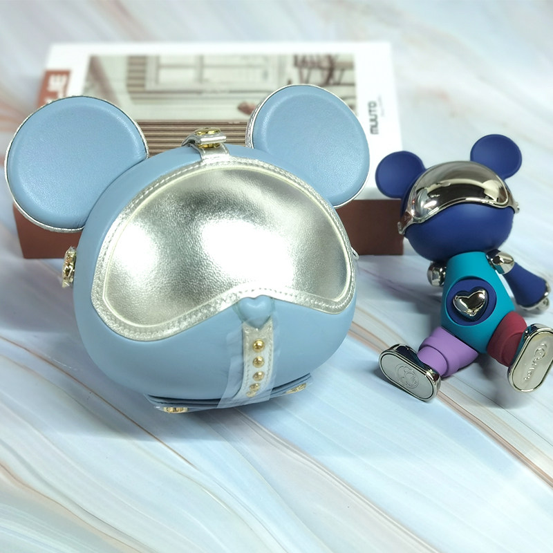 星际熊新款女包链条单肩斜挎牛皮百搭手袋小圆包少女迷你休闲小包