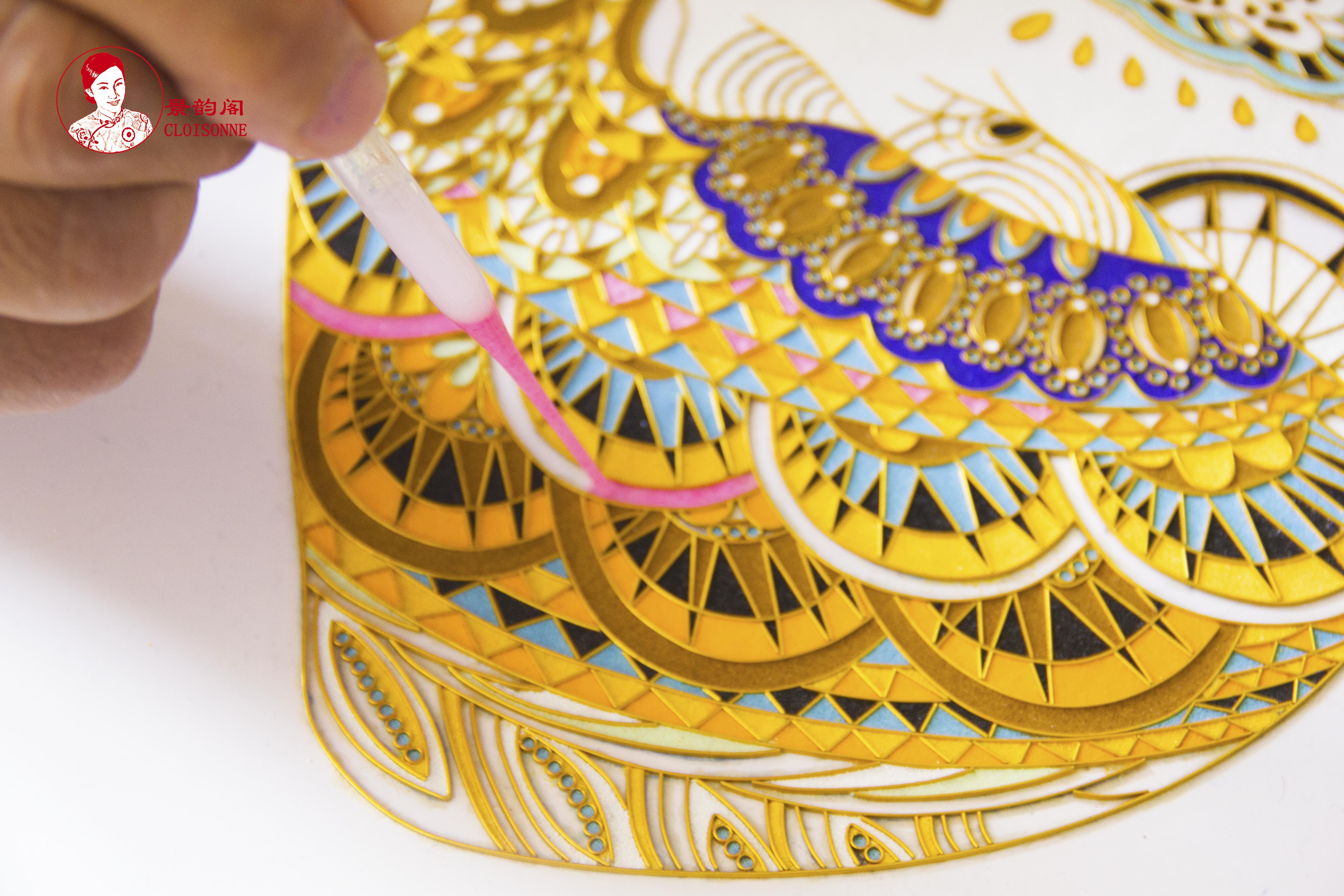 《吉祥》景泰蓝掐丝珐琅画diy材料包手工大象装饰画非遗工艺