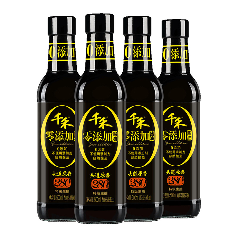 千禾零添加酱油500ml*4瓶装
