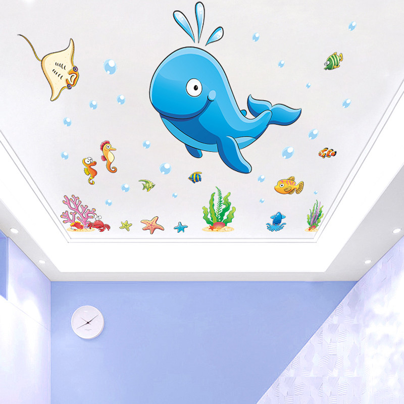天花板装饰卡通公主贴画卧室房顶贴纸房间布置墙贴