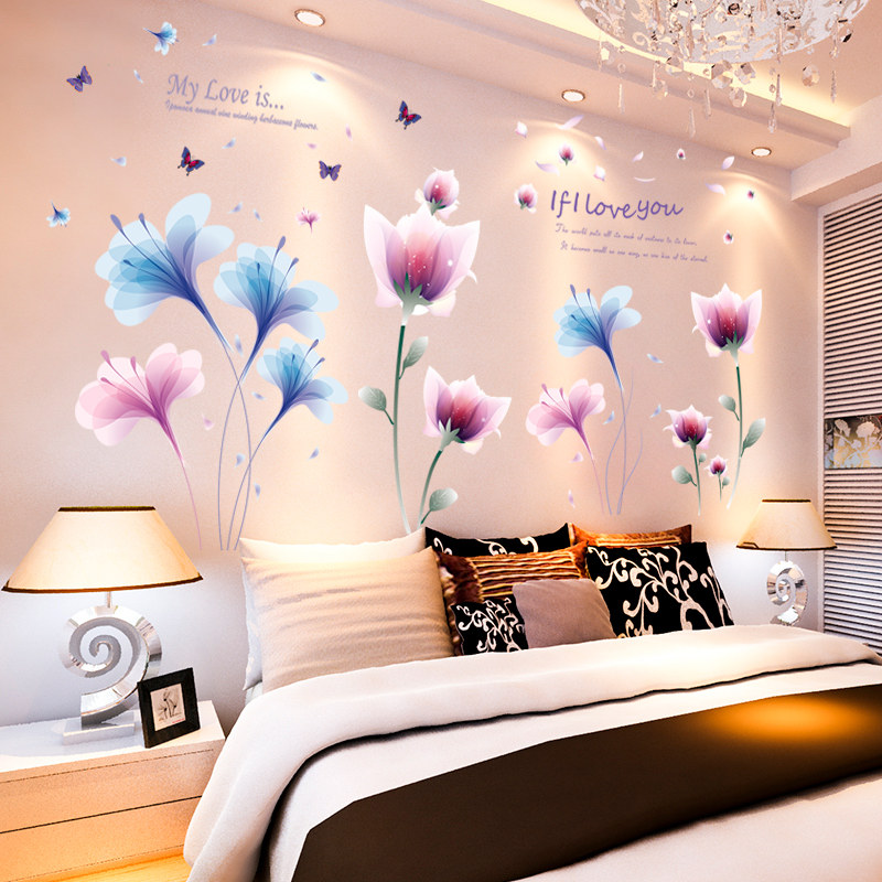 墙纸自粘温馨馨花朵贴纸卧室房间布置墙面装饰墙贴