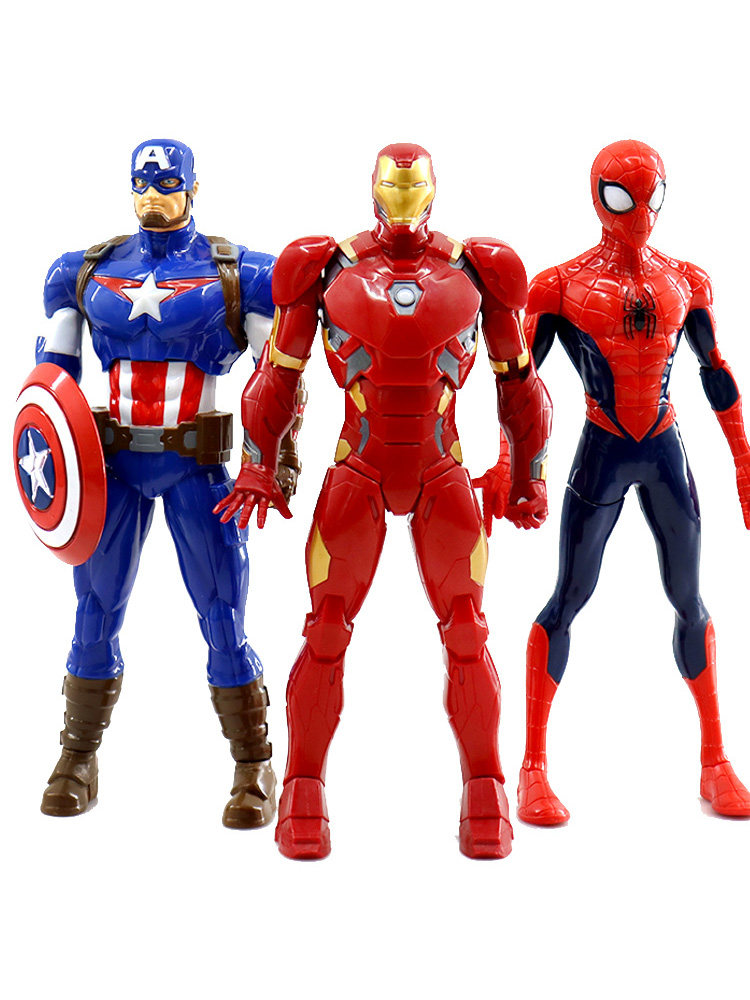 漫威复仇者联盟蜘蛛钢铁侠搪胶手办公仔人偶玩具儿童机器人