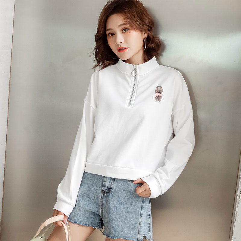 短款卫衣女新款2020年秋季ins时尚设计上衣白色卫衣