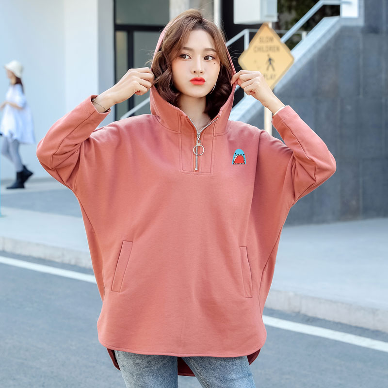 连帽卫衣女2020年新款宽松ins流行初秋中长上衣卫衣