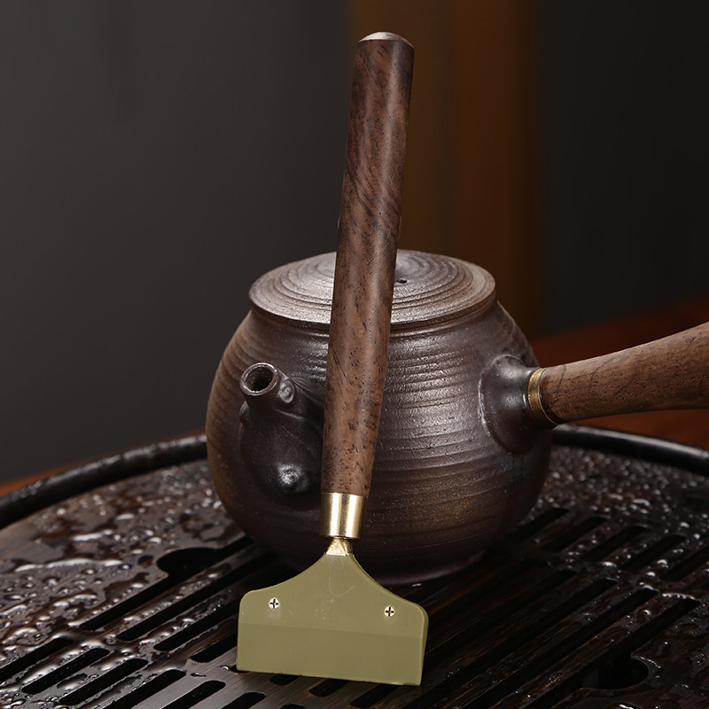 茶盘刮水器黑檀木手柄茶刮积水清理刮片橡胶茶道