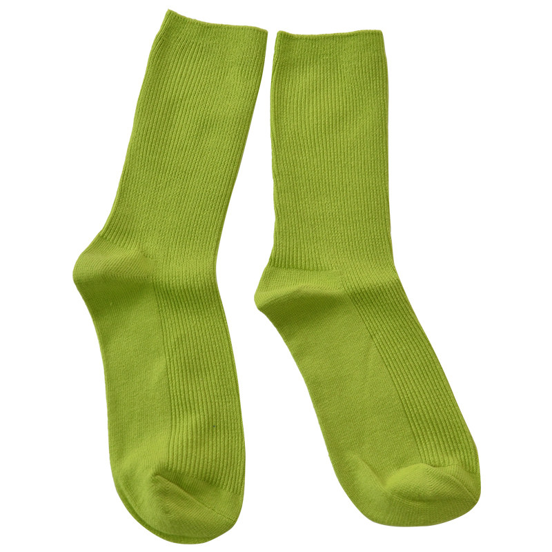 堆堆中筒百搭基础色基荧光纯棉chic春夏韩版中筒袜