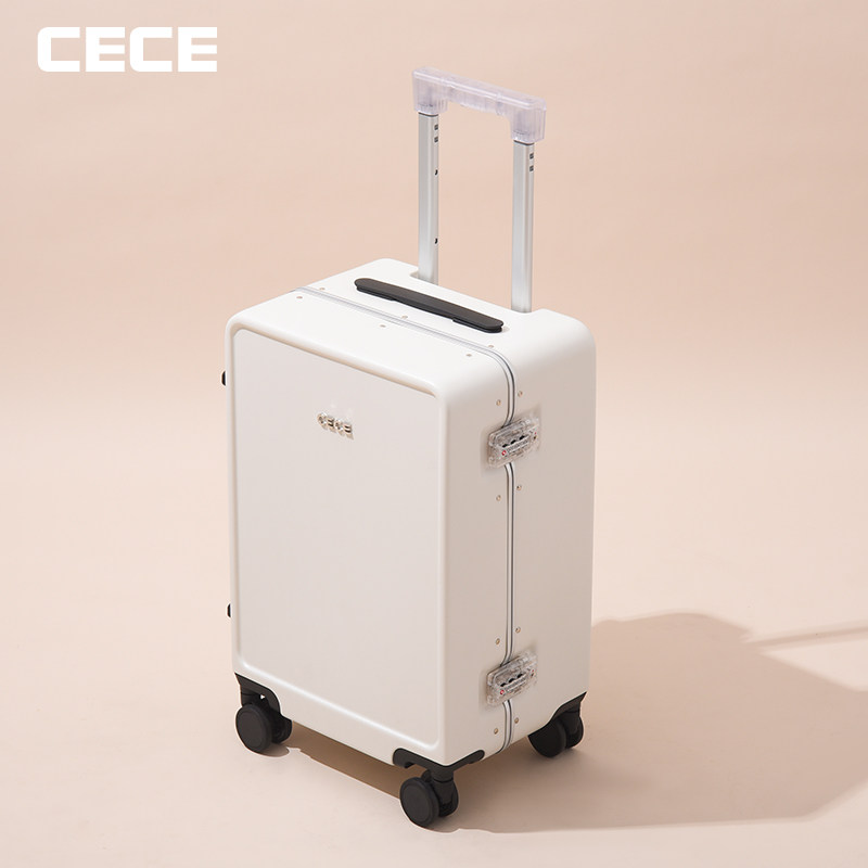 cece2021新款白色铝框行李箱20寸登机机箱24寸拉杆箱旅行箱