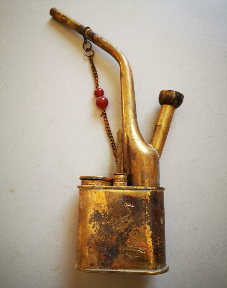 水烟仿古做旧复古老式纯铜水烟袋锅子烟壶烟丝烟斗