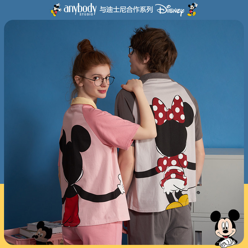 迪士尼情侣睡衣春夏2021年新款纯棉可爱宽松家居服睡衣