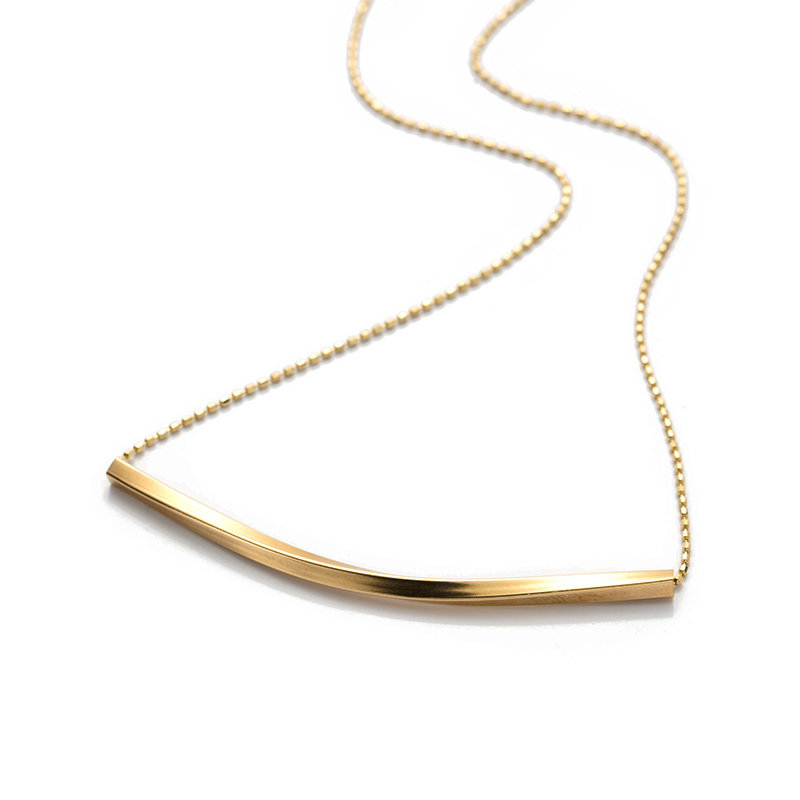 项链circle珠宝9k黄金几何棍形笑脸锁骨一字项链