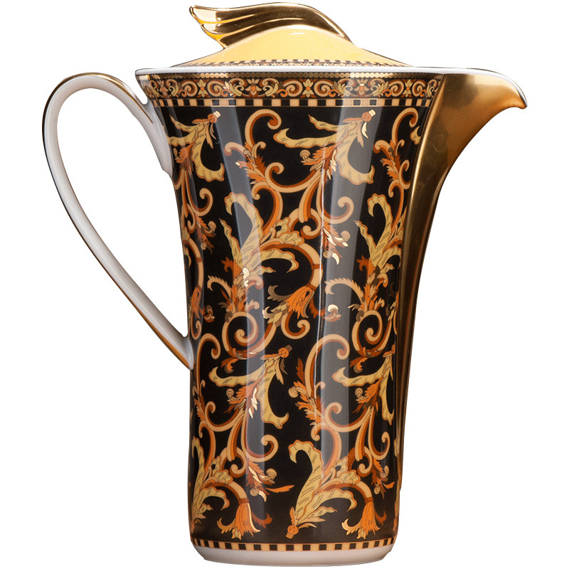 意大利范思哲versace巴洛克镀金咖啡壶茶壶陶瓷欧式餐具咖啡壶