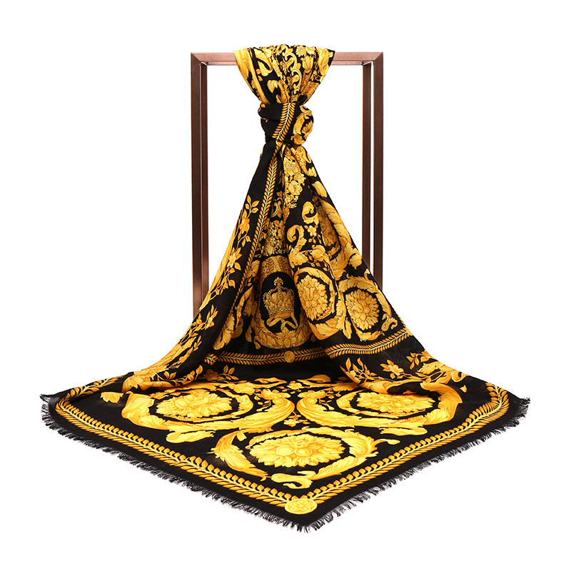 自营versace范思哲男士图案羊毛羊绒围巾大方方巾围巾