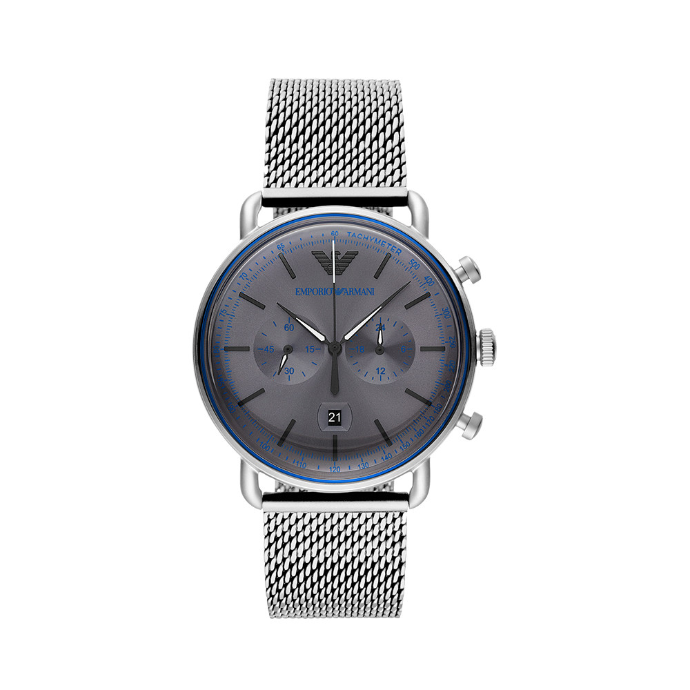 直营armani阿玛尼手表飞行员时尚编织钢带石英男表欧美腕表