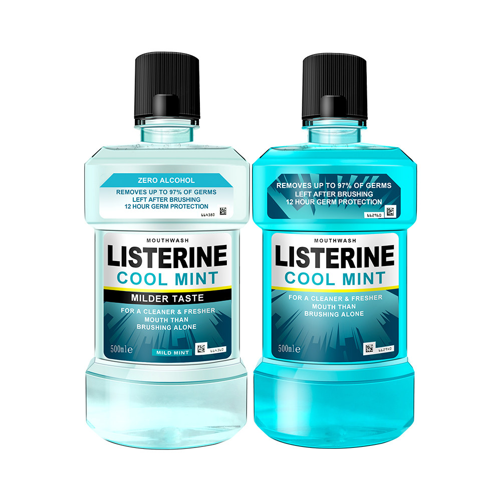 直营李施德林listerine冰蓝劲爽零度漱口口水500ml漱口水