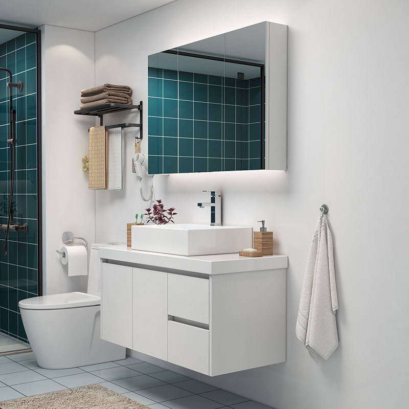 北欧智能浴室柜台上盆柜现代简约卫生间洗漱台面面盆浴室柜组合