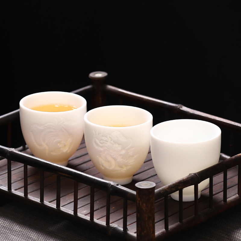 功夫单杯刻字茶具陶瓷家用素烧亚光主人功夫茶茶杯