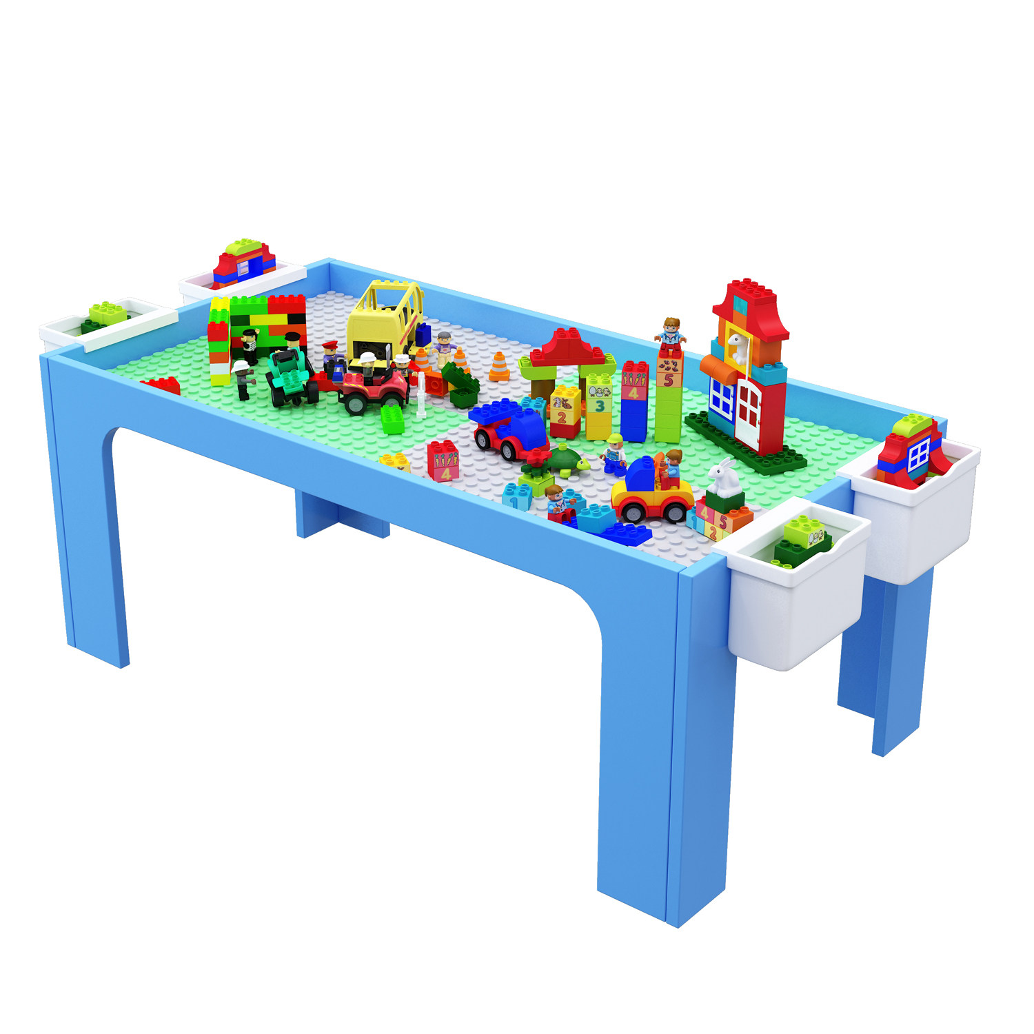 儿童积木桌子多功能兼容legao大小颗粒益智玩具桌宝宝拼装游戏桌