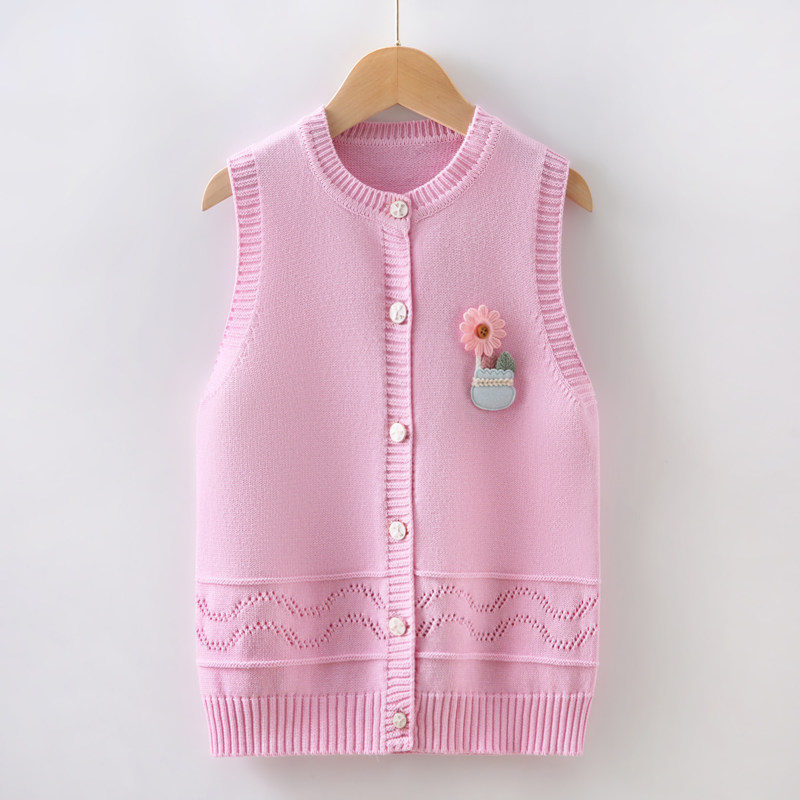 女童毛线背心马甲春秋女孩中大针织坎肩儿童马甲