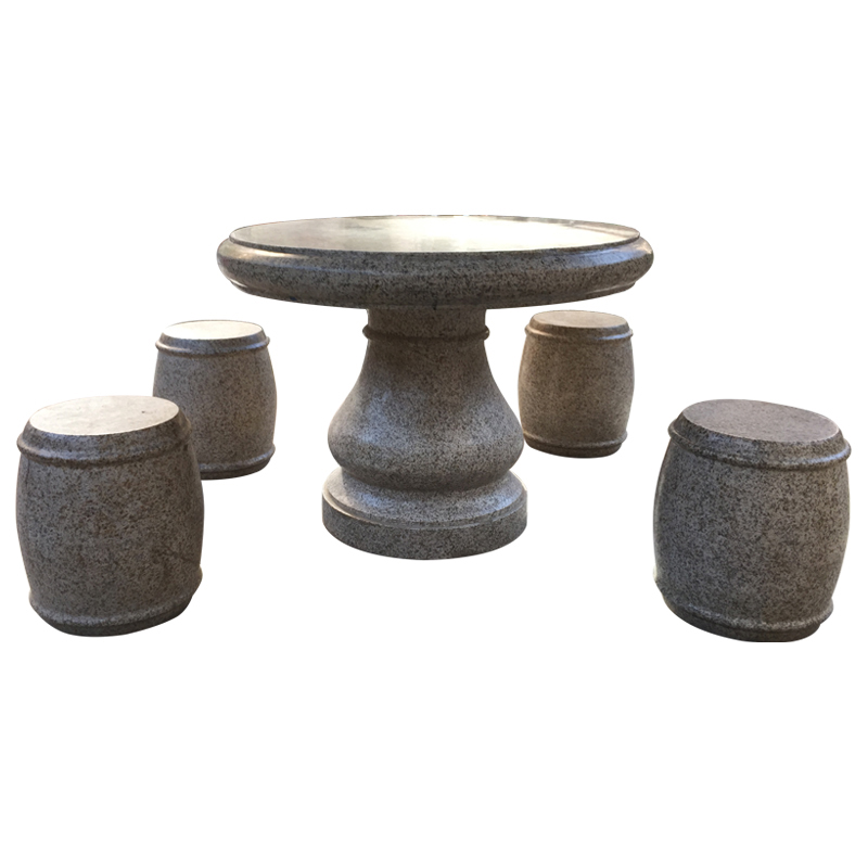 石桌石凳庭院花园花岗岩天然大理石圆桌家用公园户外别墅石头桌子