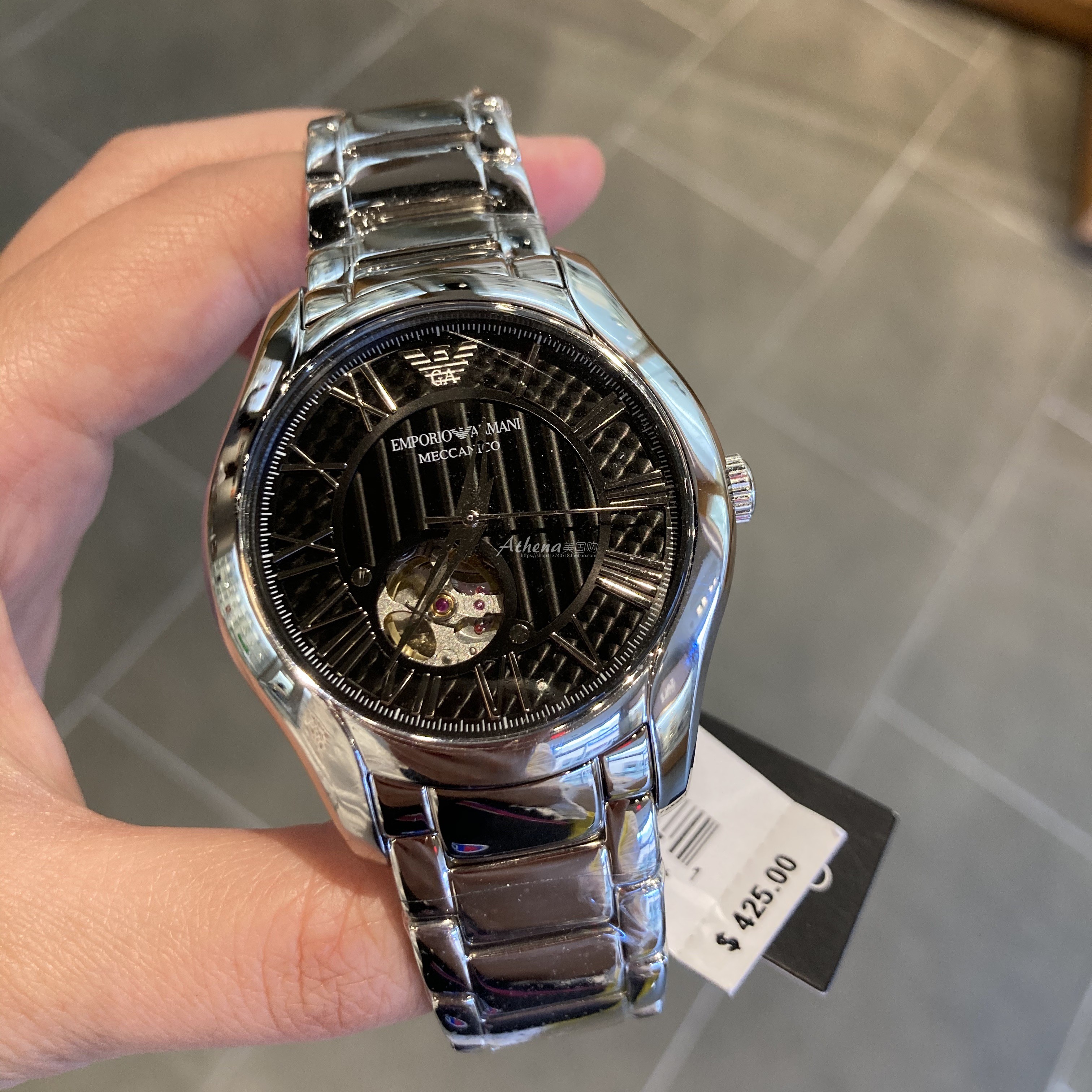 美国直邮 Armani阿玛尼机械男表时尚休闲镂空腕表AR60015 AR60014