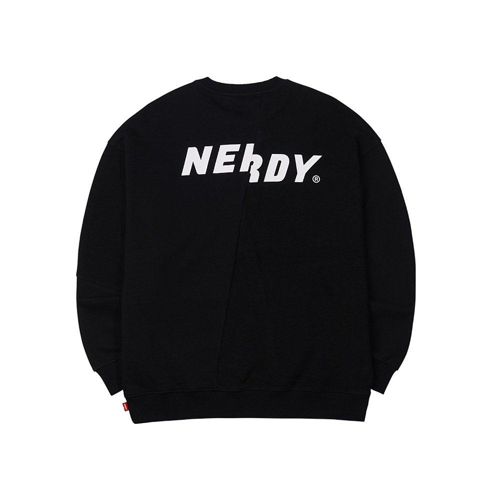 韩国直邮nerdy圆领套头卫衣成人正反错位拼接卫衣