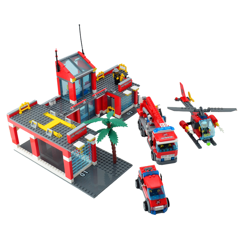 开智消防车总局城市系列儿童乐高拼装玩具益智建构