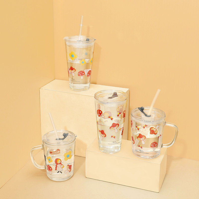 nome诺米大英博物馆小红帽联名系列带柄带盖耐热吸管杯