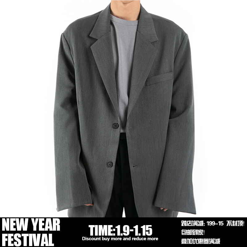 【Raucohouse ROAD】韩国宽松免烫男女百搭复古显瘦休闲西装外套